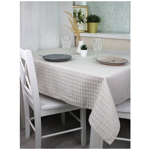 Скатерть полульняная столовая прямоугольная, текстиль, пэ/лен, 220*150 см, 1 штука