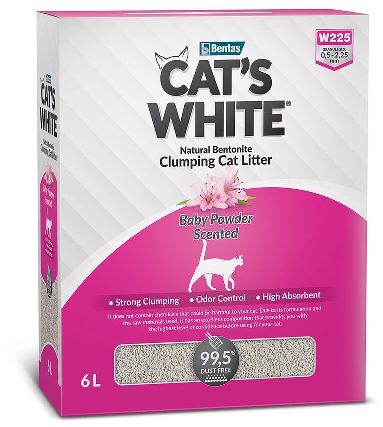Комкующийся наполнитель Cat's White BOX Premium Baby Powder с ароматом детской присыпки для кошачьего туалета (6л) - фотография № 1