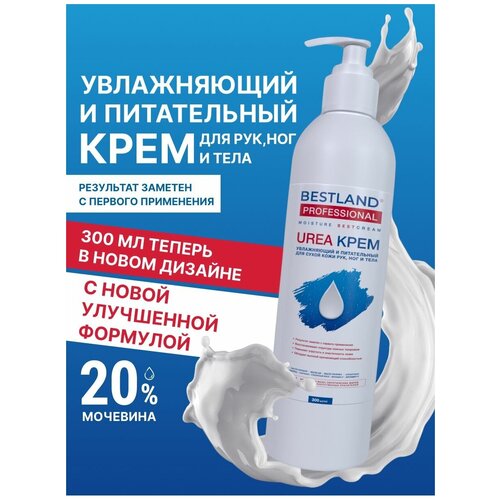 Увлажняющий и питательный крем Bestland банка 500 мл от трещин и натоптышей с мочевиной и пантенолом для рук ног тела пяток очень сухой кожи