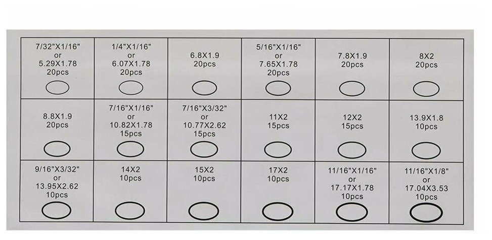 Набор Кольца уплотнительные 17 размеров (270 шт. в упаковке), зеленый - фотография № 3