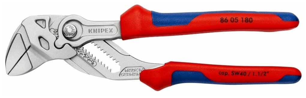 Клещи переставные-гаечный ключ 180 мм KNIPEX, KN-8605180SB