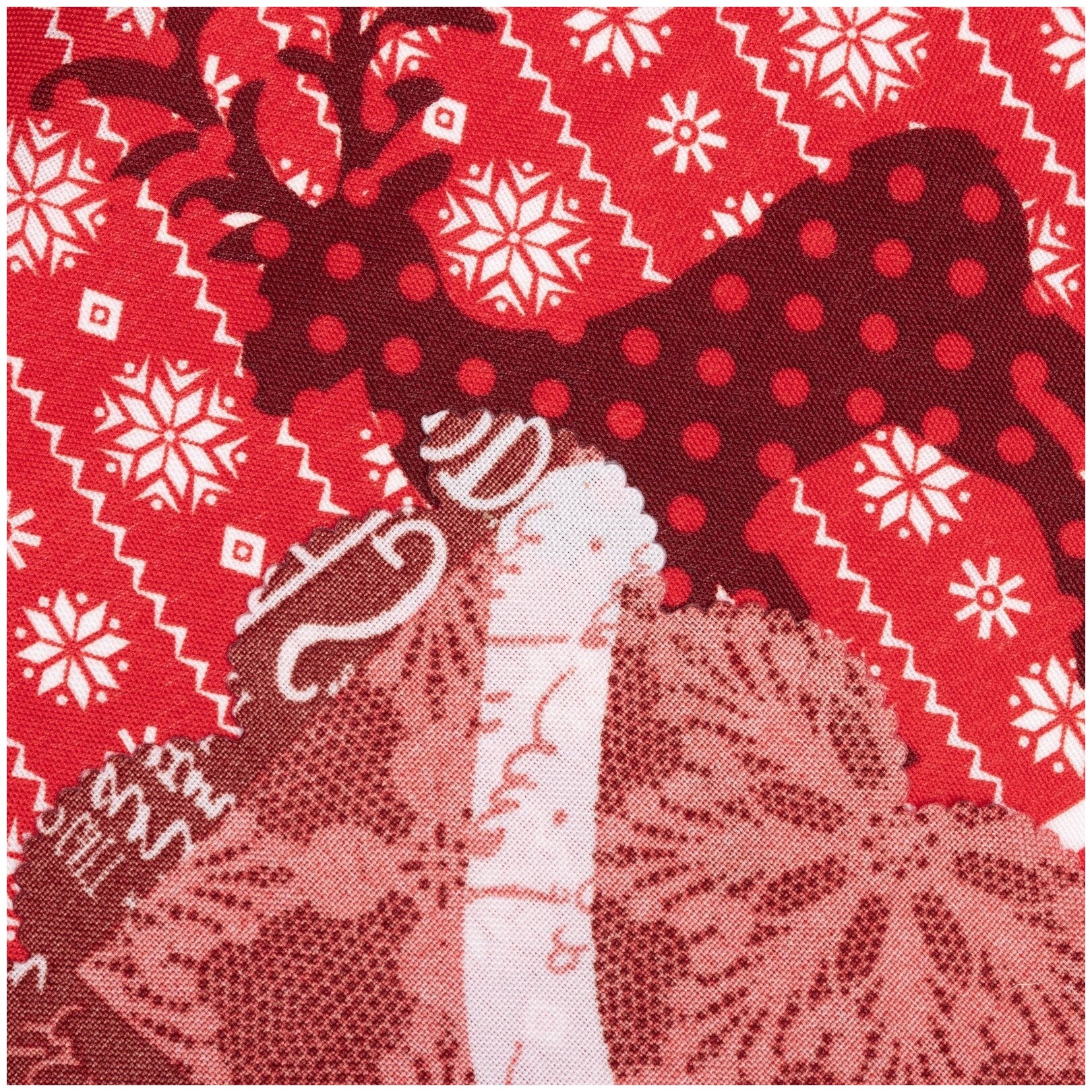 Скатерть Доляна Новогодняя мозаика, 260х145 см, красный/белый - фотография № 4