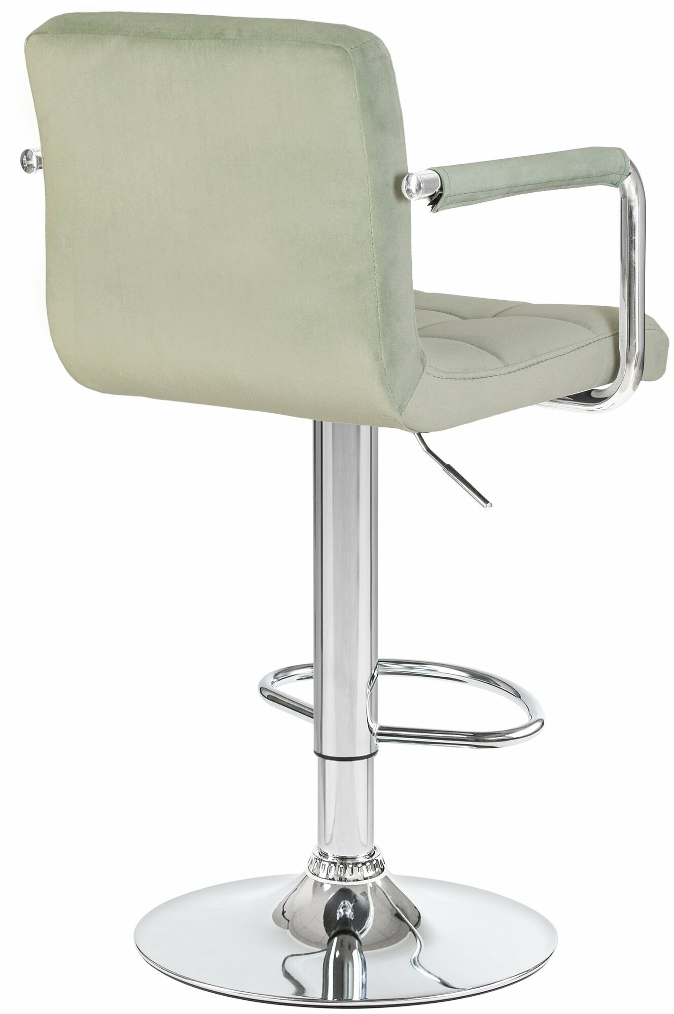 Барный кухонный велюровый стул офисный с подлокотниками и мягкой спинкой парикмахерское кресло мастера KRUGER ARM, мятный велюр - фотография № 4