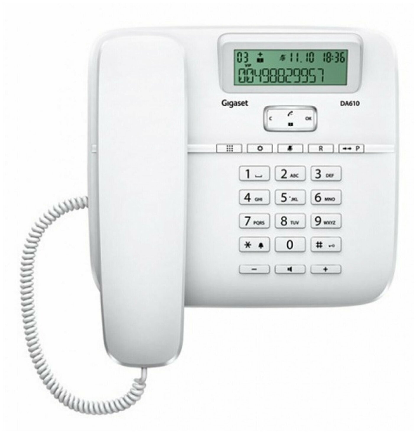 Телефон RITMIX RT-002 White, удержание звонка, тональный/импульсный режим, повтор, белый