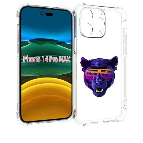 Чехол MyPads фиолетовая пума в очках для iPhone 14 Pro Max задняя-панель-накладка-бампер