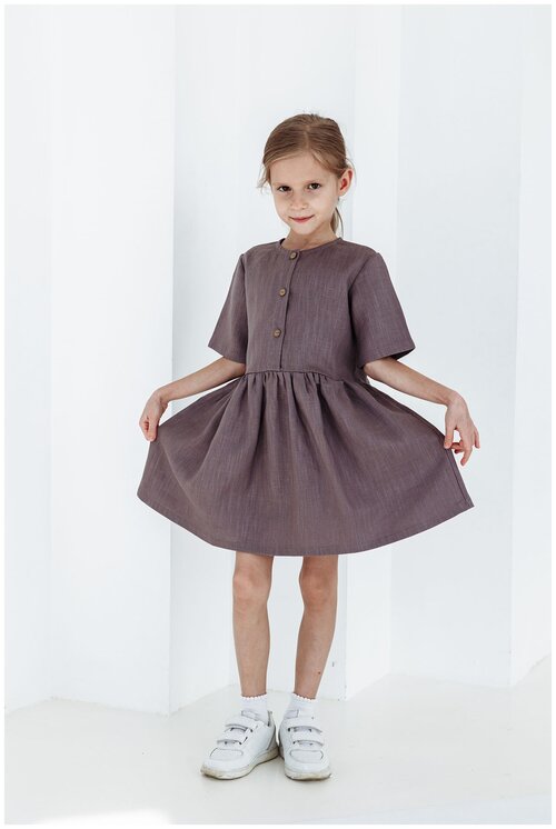 Школьное платье Kinfolk Clothes, размер 110, фиолетовый, серый