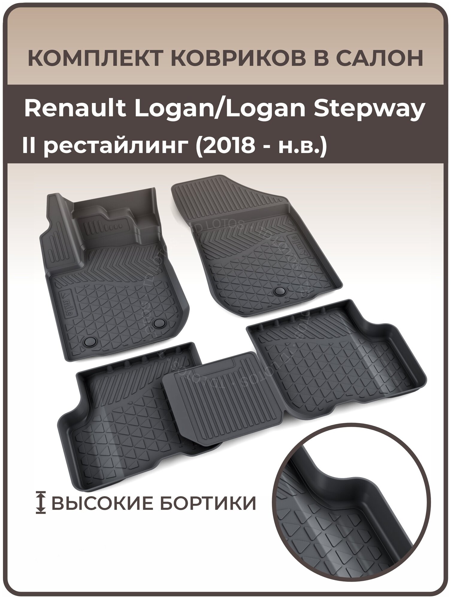 Коврики в салон автомобиля Renault Sandero/Sandero Stepway II рестайлинг (2018 — н. в.)