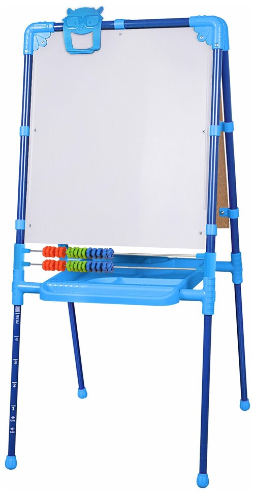 Мольберт для рисования детский напольный растущий двухсторонний для мела / магнитно-маркерный 53х46 см, Brauberg Nika Kids, синий, 238049