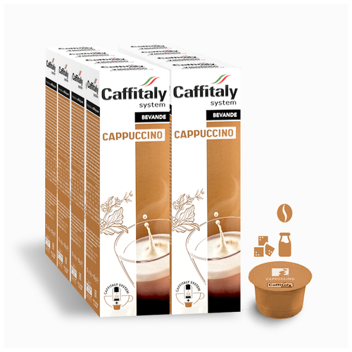Кофейный напиток в капсулах Caffitaly System Ecaffe Cappuccino, 8 шт по 10 капсул, для Paulig, Luna S32, Maia S33, Tchibo, Cafissimo