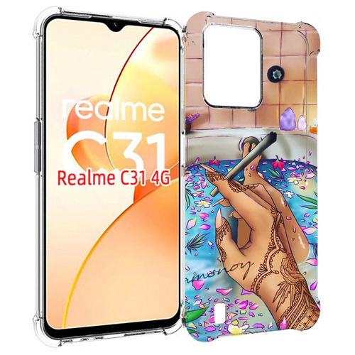 Чехол MyPads девушка в ванне женский для OPPO Realme C31 задняя-панель-накладка-бампер