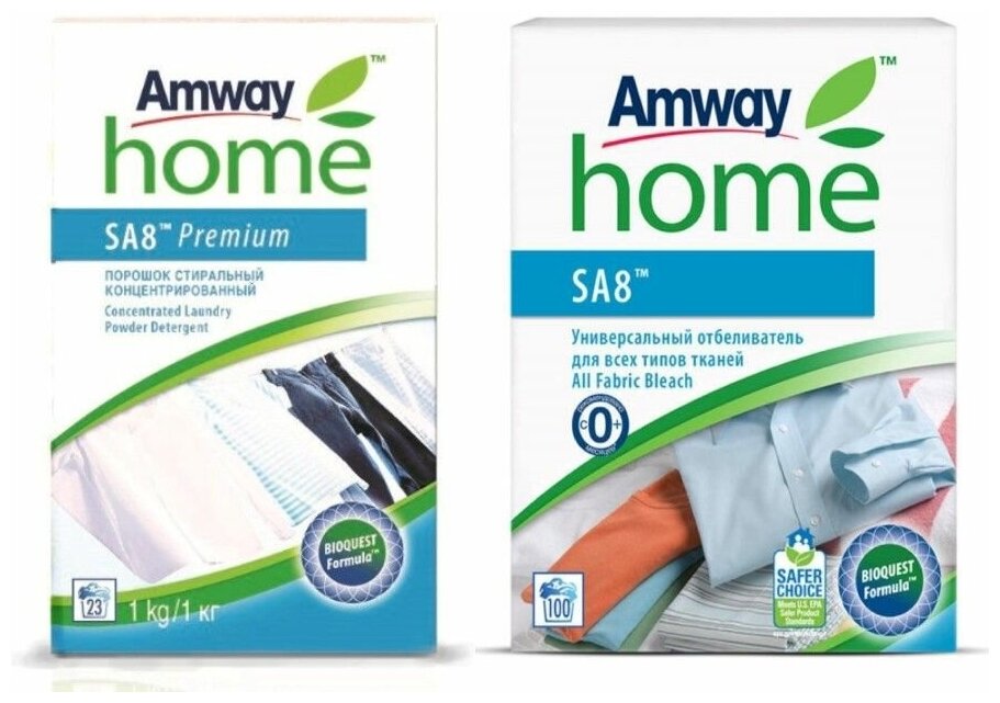 AMWAY набор: Отбеливатель универсальный для всех типов тканей Амвей 1 кг + Концентрированный стиральный порошок 1 кг, Амвей Премиум