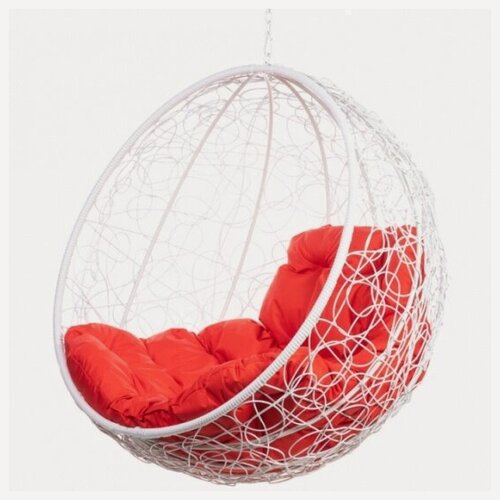 Изображение товара Подвесное кресло кокон Bigarden "Kokos» White BS без стойки (красная подушка)