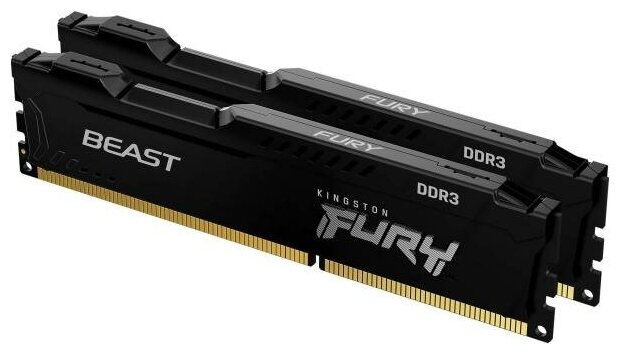 Оперативная память для компьютера 16Gb (2x8Gb) PC3-12800 1600MHz DDR3 DIMM CL10 Kingston FURY Beast Black (KF316C10BBK2/16)