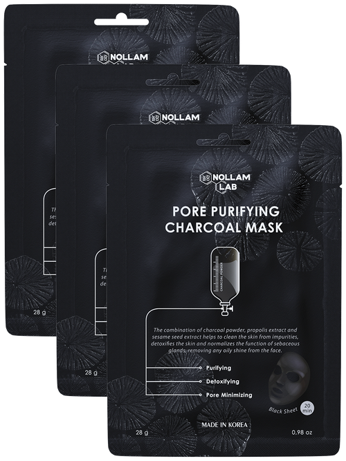 Nollam Lab Угольная маска для очищения лица, 28 г, 3 уп.