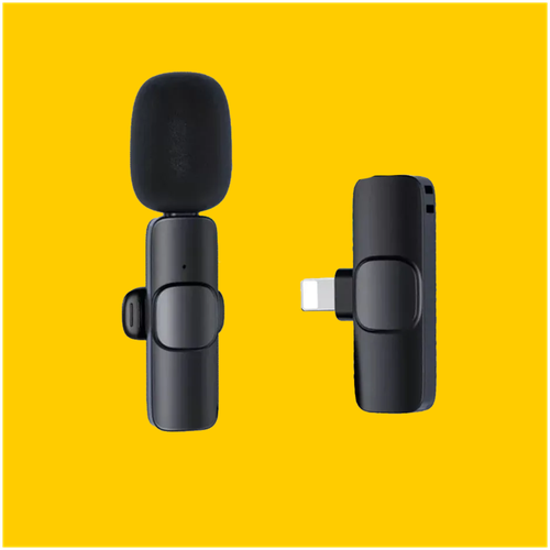 Микрофон петличный беспроводной Microphone K9, iPhone петличка беспроводной, черный.