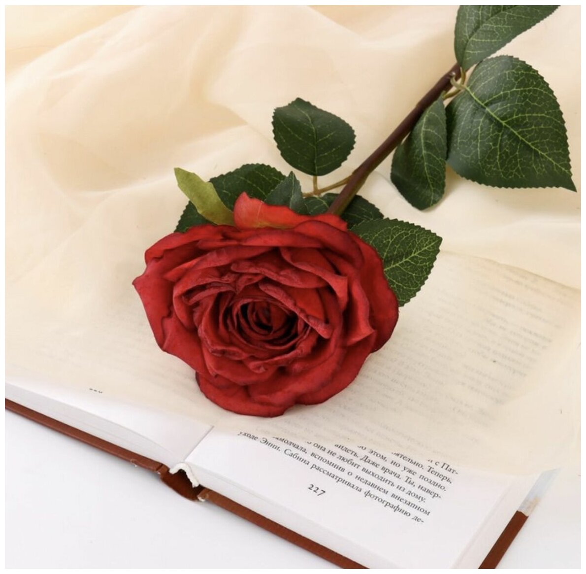 Цветы искусственные "Роза эстетик" 10*49 см, красная