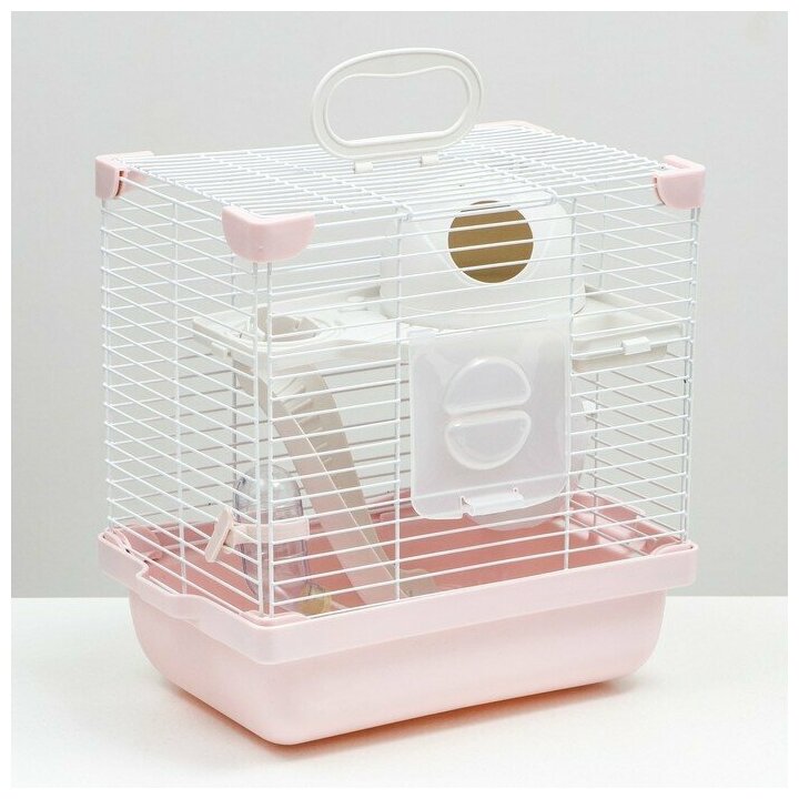 Клетка для грызунов укомплектованная, 27 х 19 х 28 см, розовая - фотография № 1