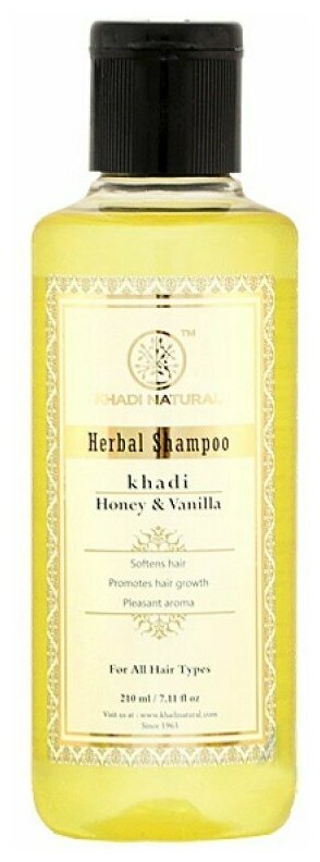 Шампунь увлажнение для сухих волос Мёд и Ваниль Кхади (Honey Vanila, Khadi), 210 мл.