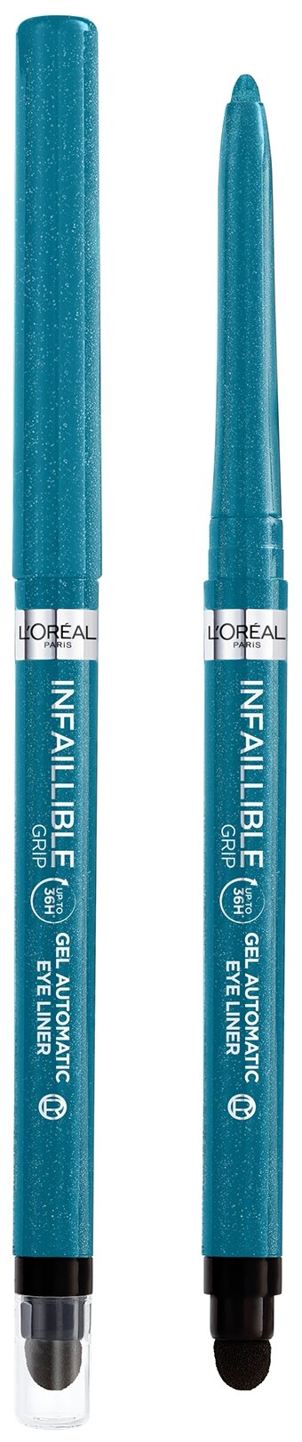 LOreal Paris Автоматический гелевый карандаш для глаз Infaillible Grip, оттенок turquoise faux fur