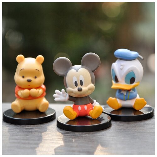 Набор фигурок Дисней - Винни Пух / Микки Маус / Дональд Дак / минифигурки Disney / коллекционные игрушки на подставке / 3 шт.