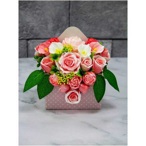 Букет цветов из мыла - Каллы и розы