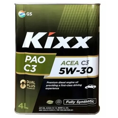 Синтетическое моторное масло Kixx PAO C3 5W-30, 1 л