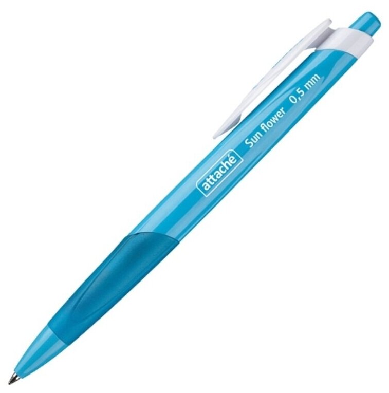 Ручка шариковая Attache Sun Flower, синий корпус, цвет чернил-синий