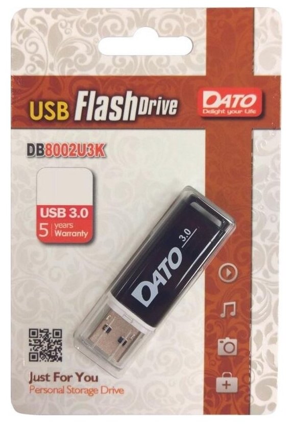 Флешка USB DATO DB8002U3 64ГБ, USB3.0, черный [db8002u3k-64g]