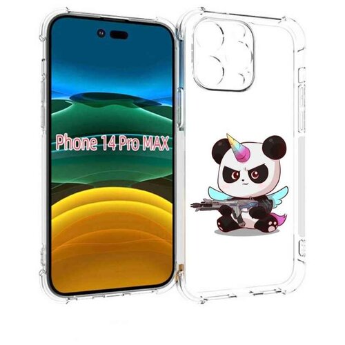 Чехол MyPads панда-единорог детский для iPhone 14 Pro Max задняя-панель-накладка-бампер