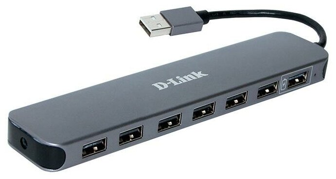 Разветвитель USB 2.0 D-Link DUB-H7 7порт. черный (dub-h7/f1a) Dub-h7/f1a