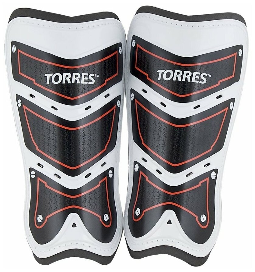 Щитки TORRES Training FS1505L-RD, р. L, без голеностопа, две заст. на лип, черно-бело-красный