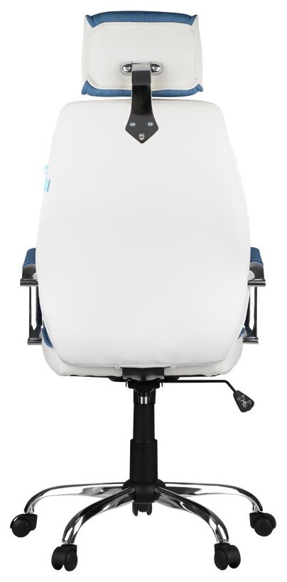 Кресло руководителя HELMI HL-E05 "Event", ткань/экокожа, голубая/белая, хром, механизм качания - фотография № 4