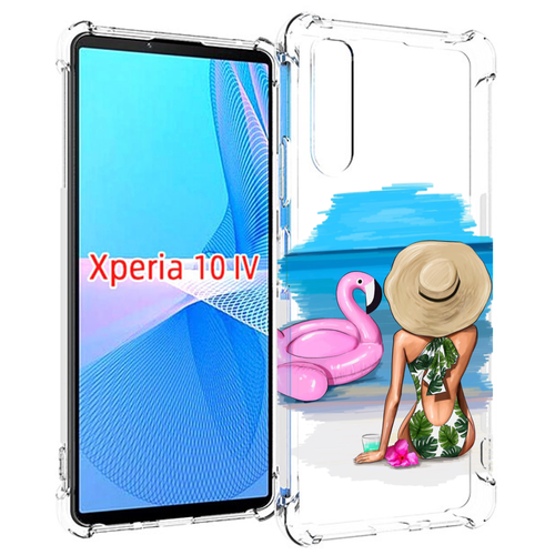 Чехол MyPads Девушка-и-фламинго женский для Sony Xperia 10 IV (10-4) задняя-панель-накладка-бампер чехол mypads санта клаус девушка для sony xperia 10 iv 10 4 задняя панель накладка бампер