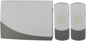 Звонок дверной ЭРА C91-2 беспроводной две кнопки белый с серым 2 мелодии арт. Б0018998 (1 шт.)