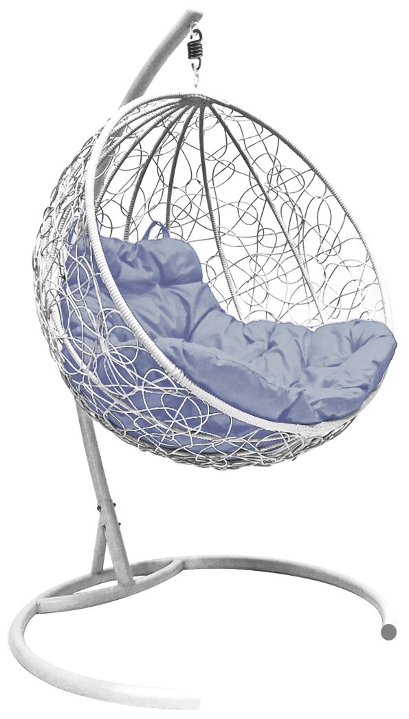 Подвесное кресло круг с ротангом белое, серая подушка - фотография № 16