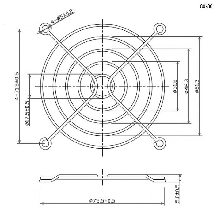 Решетка для вентилятора Решетка 80x80mm RUICHI - фотография № 2