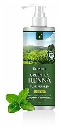 Увлажняющий шампунь для волос с хной и зеленым чаем Deoproce Green Tea Henna Pure Refresh Shampoo 1000ml