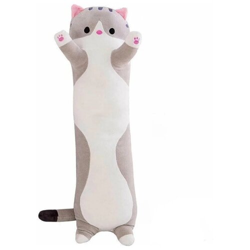 фото Мягкая игрушка кот - батон, игрушка - обнимашка 110 см - серый китай