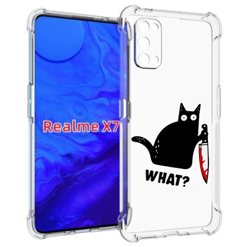 Чехол задняя-панель-накладка-бампер MyPads котик-убийца для Realme X7