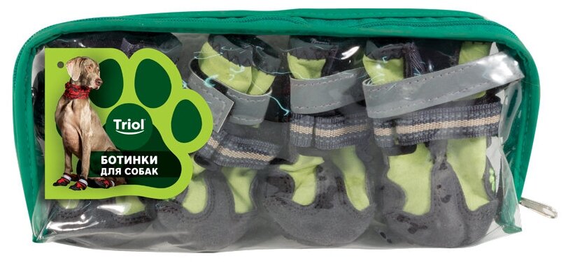 Triol (одежда) Ботинки для собак зеленые 45х35х40мм 12241275 (зима) 0,115 кг 39912 - фотография № 2