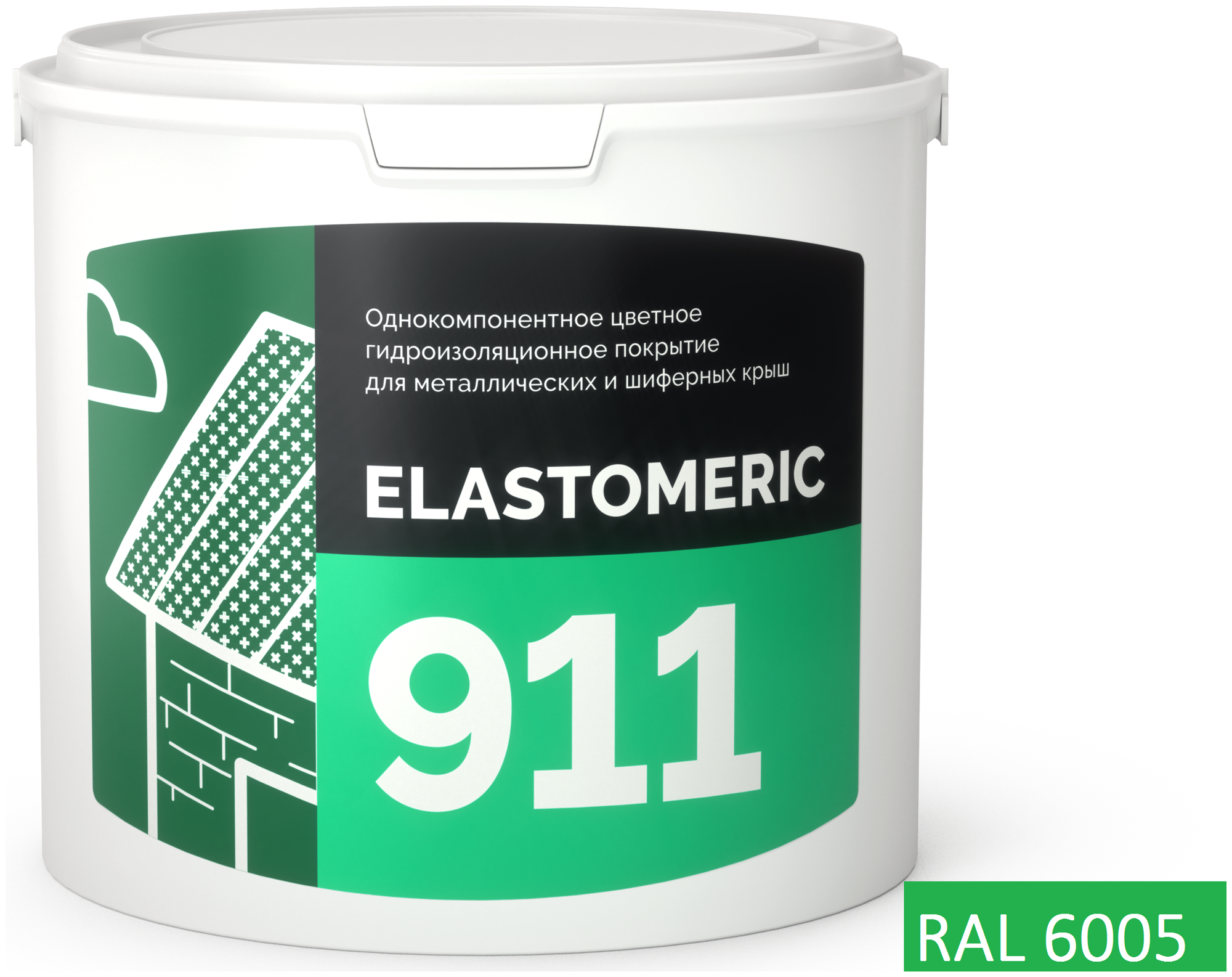 Покрытие для гидроизоляции и окраски металлических крыш Elastomeric 911 (3кг.), зеленый мох - фотография № 1