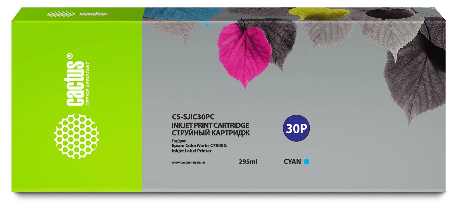 Картридж струйный Cactus CS-SJIC30PC C33S020640 голубой (295мл) для Epson ColorWorks TM-C7500G с чипом