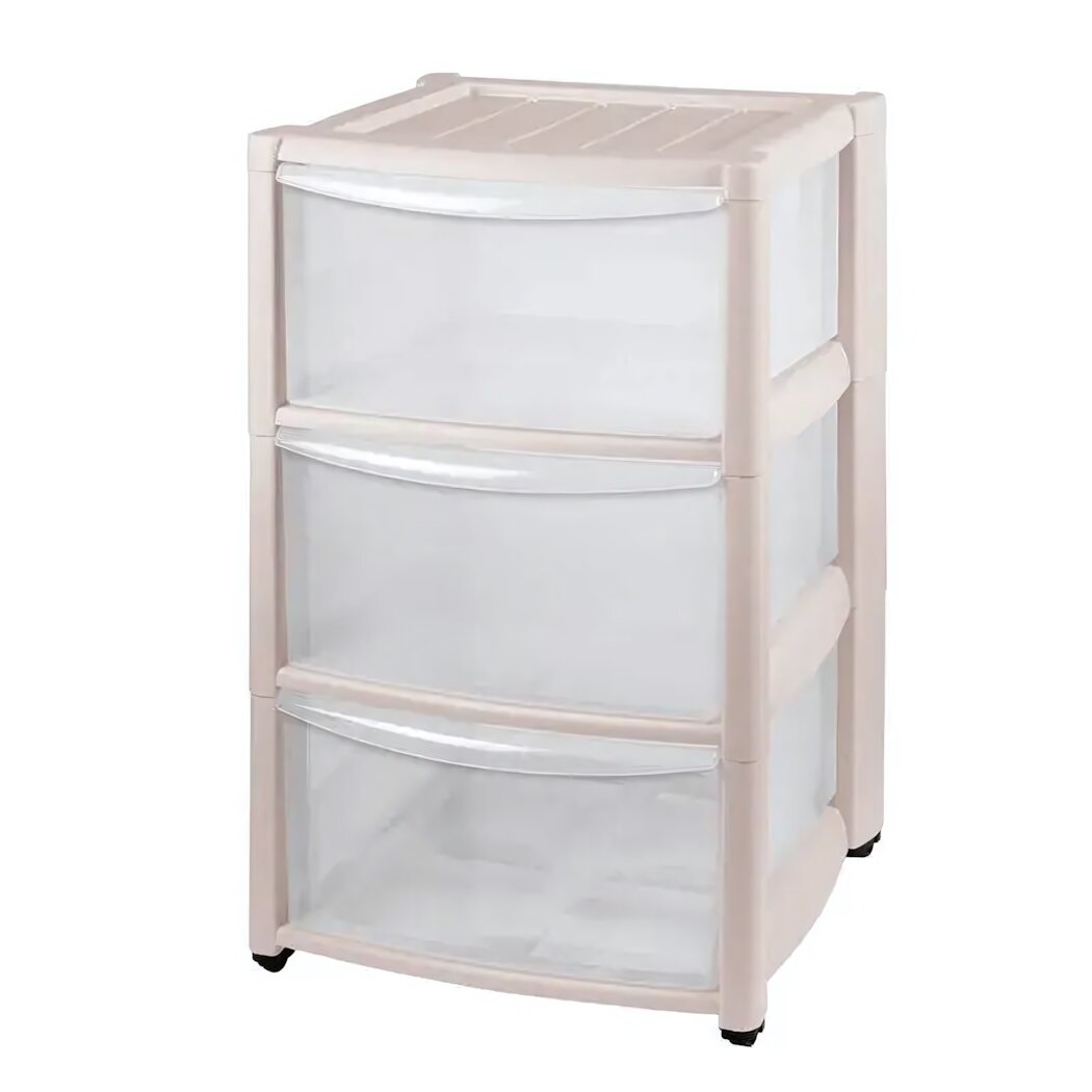 Комод на колесах «Амадео» с 3 ящиками пластик бежевый цвет 40х60х90см