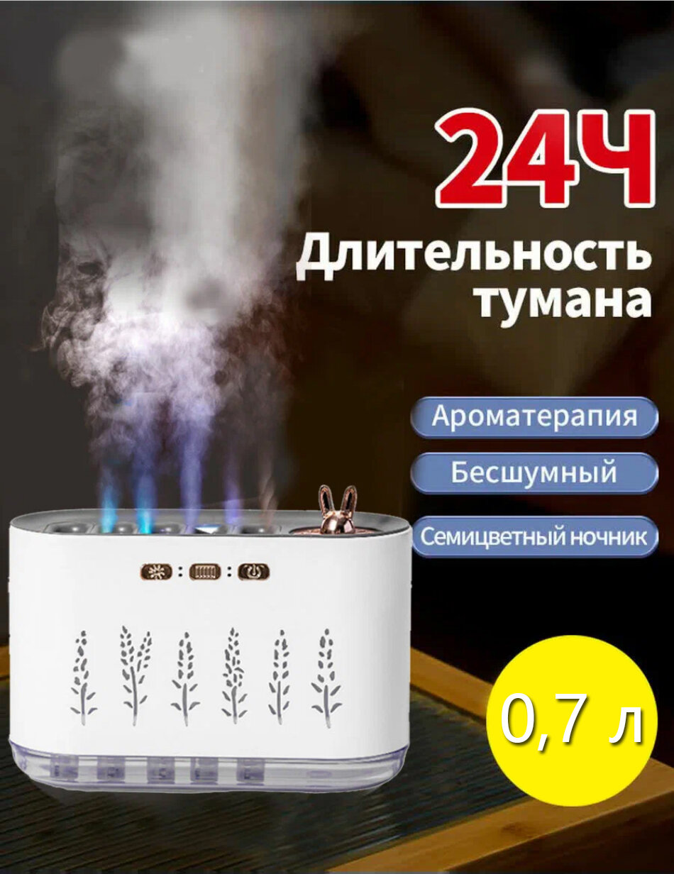 Увлажнитель воздуха ультразвуковой для спальни и дома с тихой работой и ароматизацией воздуха