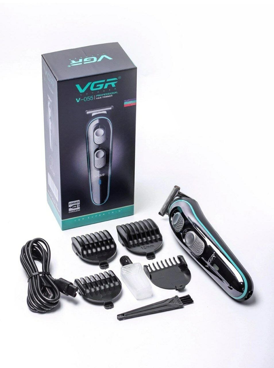 VGR V-055 машинка для стрижки волос и бороды, беспроводной триммер, профессиональный hair clipper, для мужчин