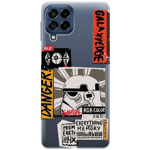 Силиконовый чехол на Samsung Galaxy M53 5G, Самсунг М53 5г с 3D принтом Stormtrooper Stickers прозрачный матовый чехол bts stickers для samsung galaxy m53 5g самсунг м53 5г с 3d эффектом черный