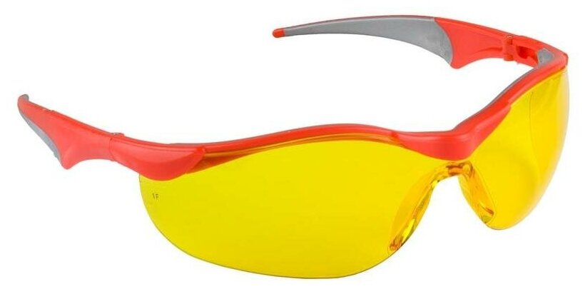 Защитные жёлтые очки ЗУБР спектр 3 широкая монолинза, открытого типа - фотография № 3