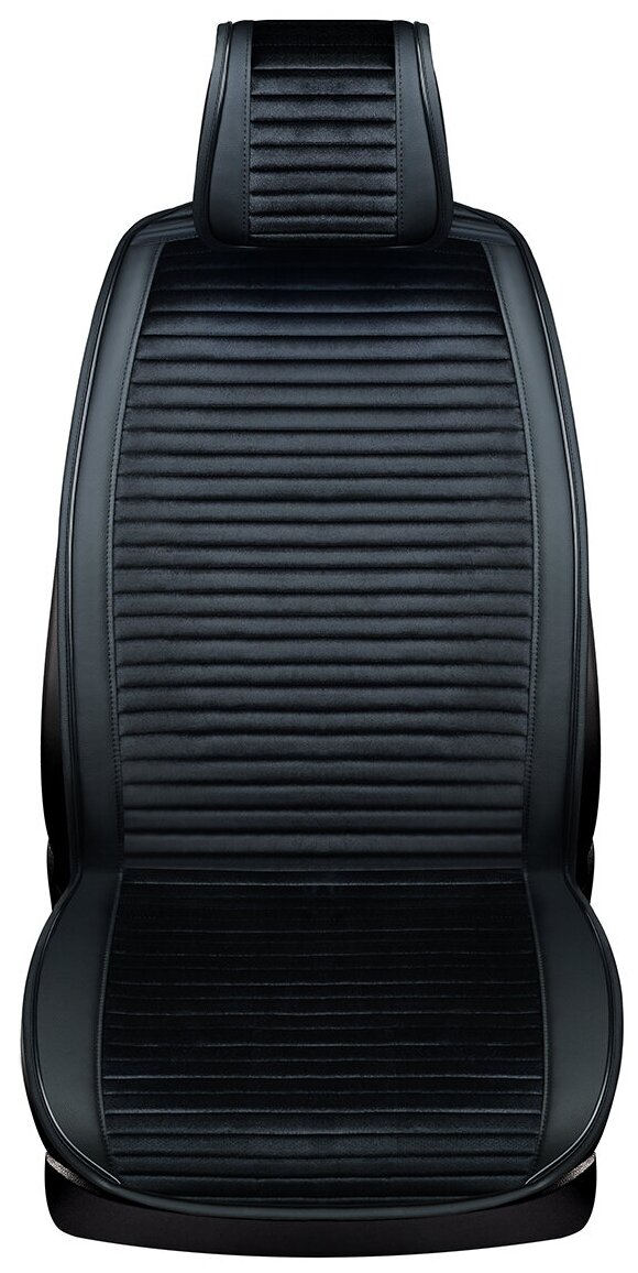 Накидка на сиденье вельвет экокожа (черная) перед. (2 шт) POSH SKYWAY S01302050