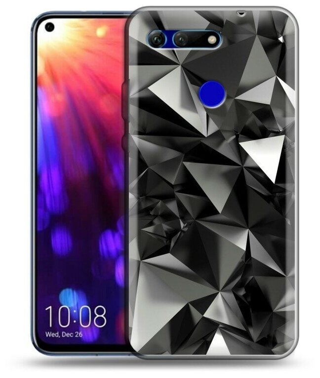 Дизайнерский силиконовый чехол для Хонор Вью 20 / Huawei Honor View 20 Черные кристаллы