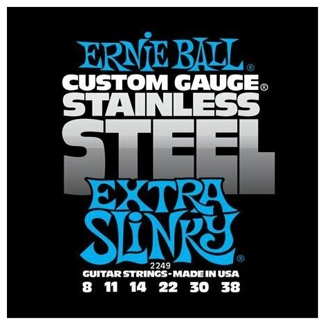 Струны для электрогитары ERNIE BALL 2249 Stainless Steel Slinky Extra 8-38
